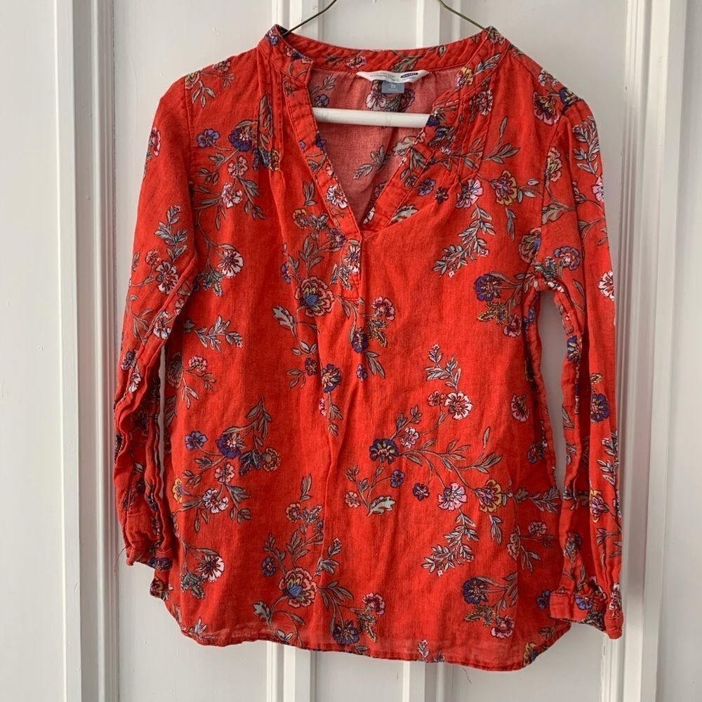Old navy orange floral long sleeve XS